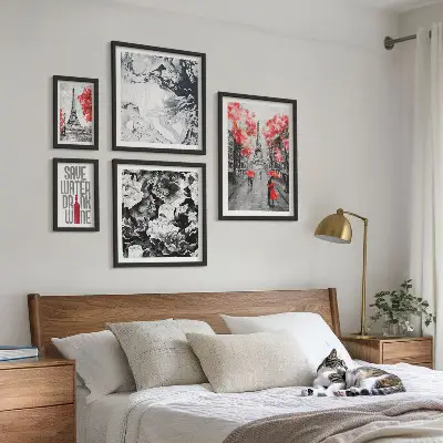Plakat med parisiske blomster og mønstre billedkomposition til væg