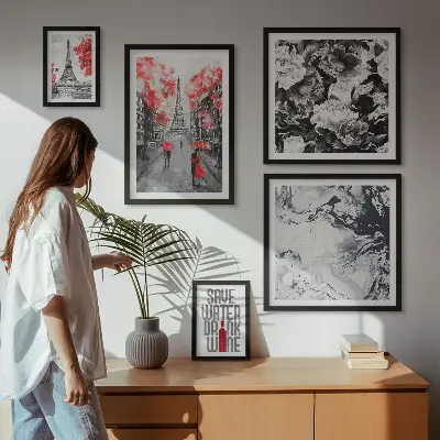 Plakat med parisiske blomster og mønstre billedkomposition til væg