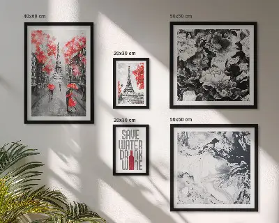 Plakat med parisiske blomster og mønstre billedkomposition til væg