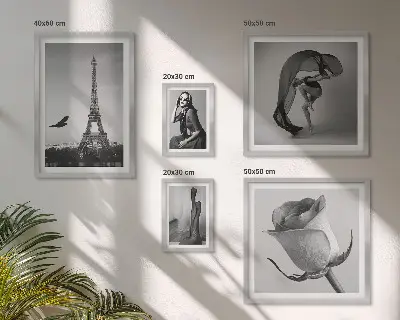Billedkomposition til væg stilfuldt Paris motiv i sort-hvid