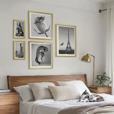Billedkomposition til væg stilfuldt Paris motiv i sort-hvid