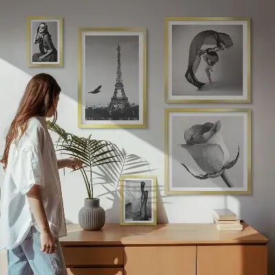 Billedkomposition til væg stilfuldt Paris motiv i sort-hvid