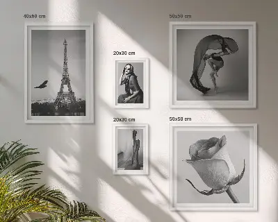 Billedkomposition til væg stilfuldt Paris motiv i sort-hvid
