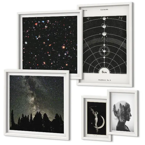 Billedsæt til sofaen med kosmisk galakseinspiration