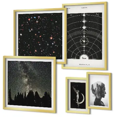 Billedsæt til sofaen med kosmisk galakseinspiration