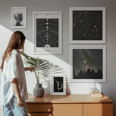 Billedsæt til sofaen med kosmisk galakseinspiration