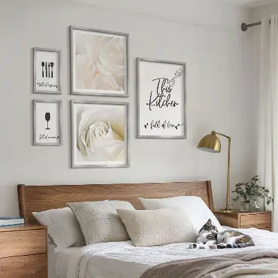 Billedsæt til væg over sofa stilfuldt sæt med plantemotiver til køkkenindretning