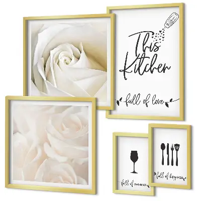 Billedsæt til væg over sofa stilfuldt sæt med plantemotiver til køkkenindretning