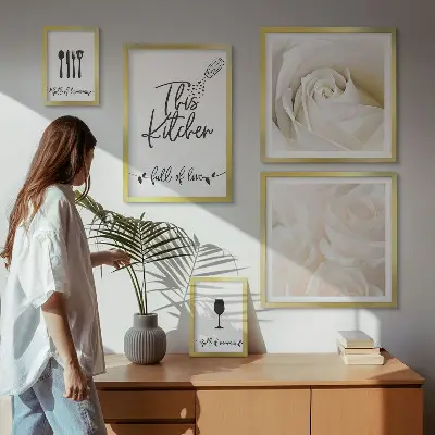 Billedsæt til væg over sofa stilfuldt sæt med plantemotiver til køkkenindretning