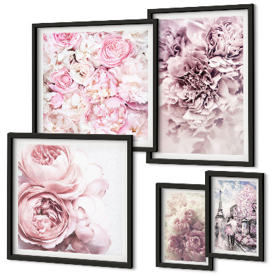 Billedsæt over sofa Vintage blomsterarrangementer