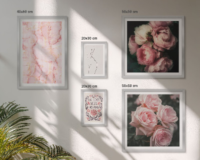 Billedkomposition til væg Lyserøde blomster i boho-stil