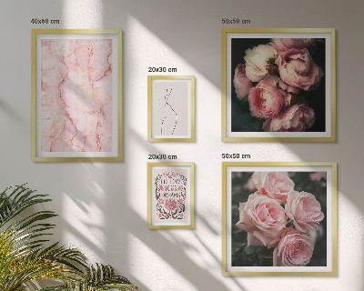 Billedkomposition til væg Lyserøde blomster i boho-stil