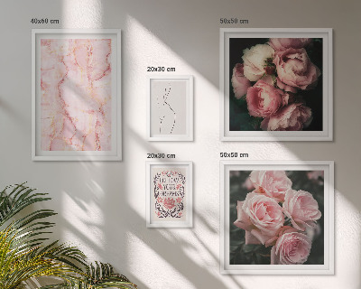 Billedkomposition til væg Lyserøde blomster i boho-stil