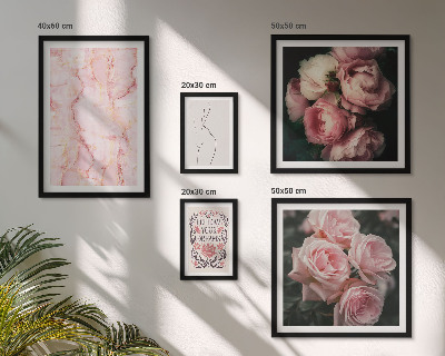 Billedkomposition til væg Lyserøde blomster i boho-stil