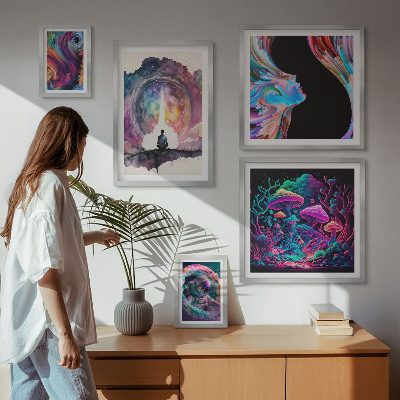 Billedsæt over sofa Kosmiske inspirationer surrealisme