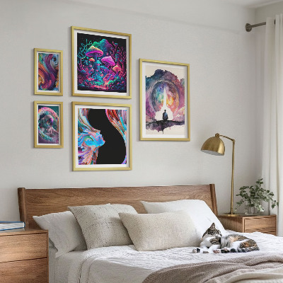 Billedsæt over sofa Kosmiske inspirationer surrealisme
