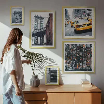 Charmerende udsigt over New York billedsæt over sofa