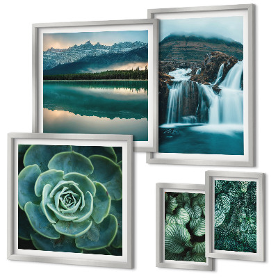 Billedkomposition til væg Grønne planter vandfald natur