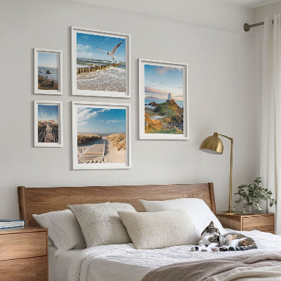 Billedsæt over sofa Fyrtårne ​​og strande ved havet