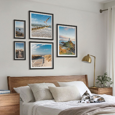 Billedsæt over sofa Fyrtårne ​​og strande ved havet
