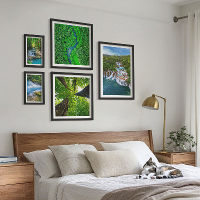 Billedkomposition til væg Vandfald grønne landskaber
