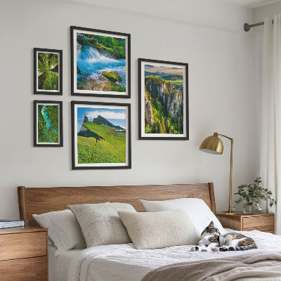 Billedsæt over sofa Landskaber bjerge floder skove
