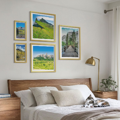 Billedsæt over sofa Bjerglandskaber vandfald