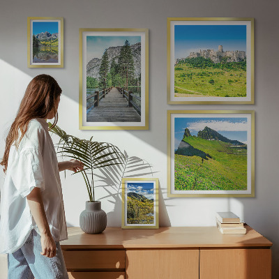 Billedsæt over sofa Bjerglandskaber vandfald