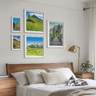 Billedsæt over sofa Bjerglandskaber vandfald