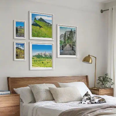 Billedsæt til væg med bjerglandskaber og vandfald til ophæng over sofaen