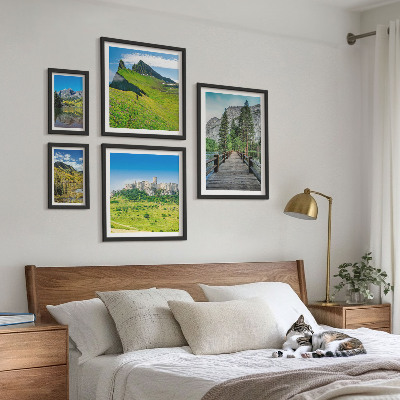 Billedsæt over sofa Bjerglandskaber vandfald