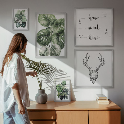 Billedsæt over sofa Plantemotiver med naturhjem