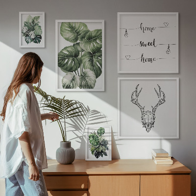 Billedsæt over sofa Plantemotiver med naturhjem