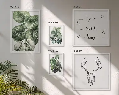 Billedsæt til sofa med plantemotiver og naturtema