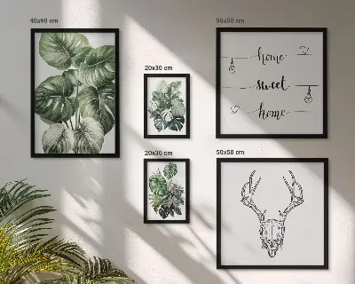 Billedsæt til sofa med plantemotiver og naturtema