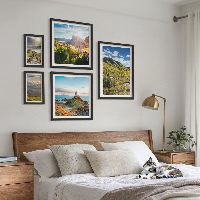 Billedsæt over sofa Bjerglandskaber natur