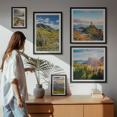 Billedsæt over sofa Bjerglandskaber natur