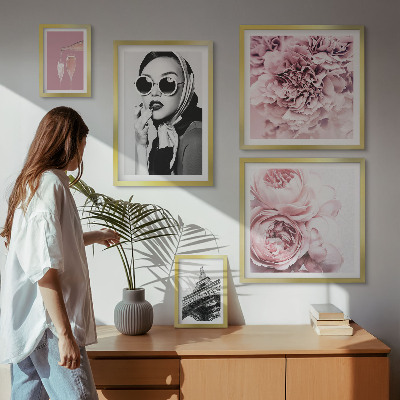 Billedkomposition til væg Stilfulde portrætter af roseblomster