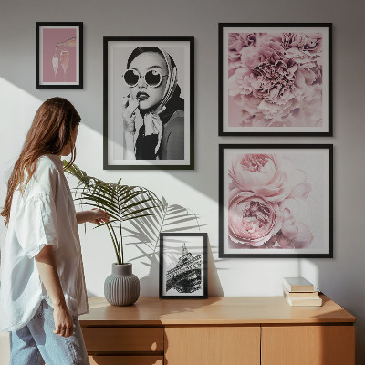 Billedkomposition til væg Stilfulde portrætter af roseblomster