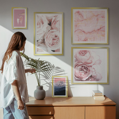 Billedkomposition til væg Elegant accent med lyserøde blomster