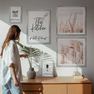 Billedsæt til sofa med boho køkkenmotiv