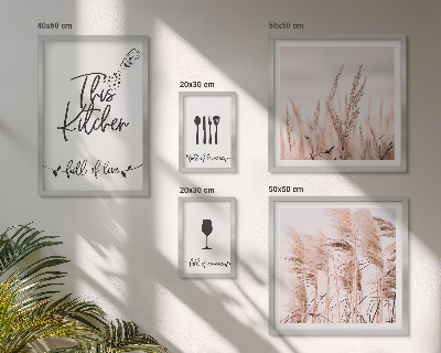 Billedsæt over sofa Boho-køkken elsker at lave mad