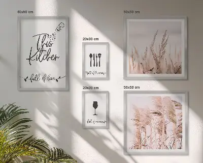 Billedsæt til sofa med boho køkkenmotiv