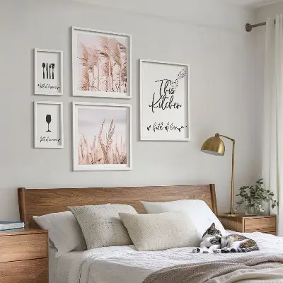 Billedsæt til sofa med boho køkkenmotiv