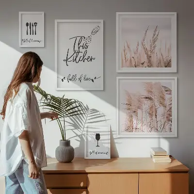 Billedsæt til sofa med boho køkkenmotiv