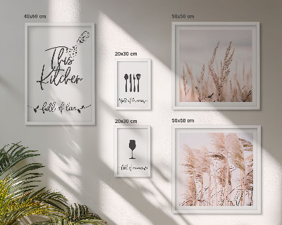Billedsæt over sofa Boho-køkken elsker at lave mad