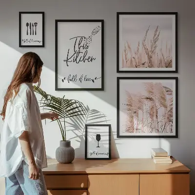 Billedsæt til sofa med boho køkkenmotiv