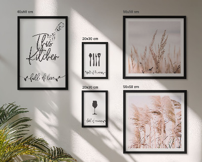 Billedsæt over sofa Boho-køkken elsker at lave mad
