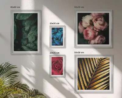 Billedkomposition til væg med planteblomstermotiver