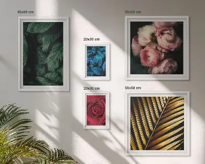 Billedkomposition til væg med planteblomstermotiver